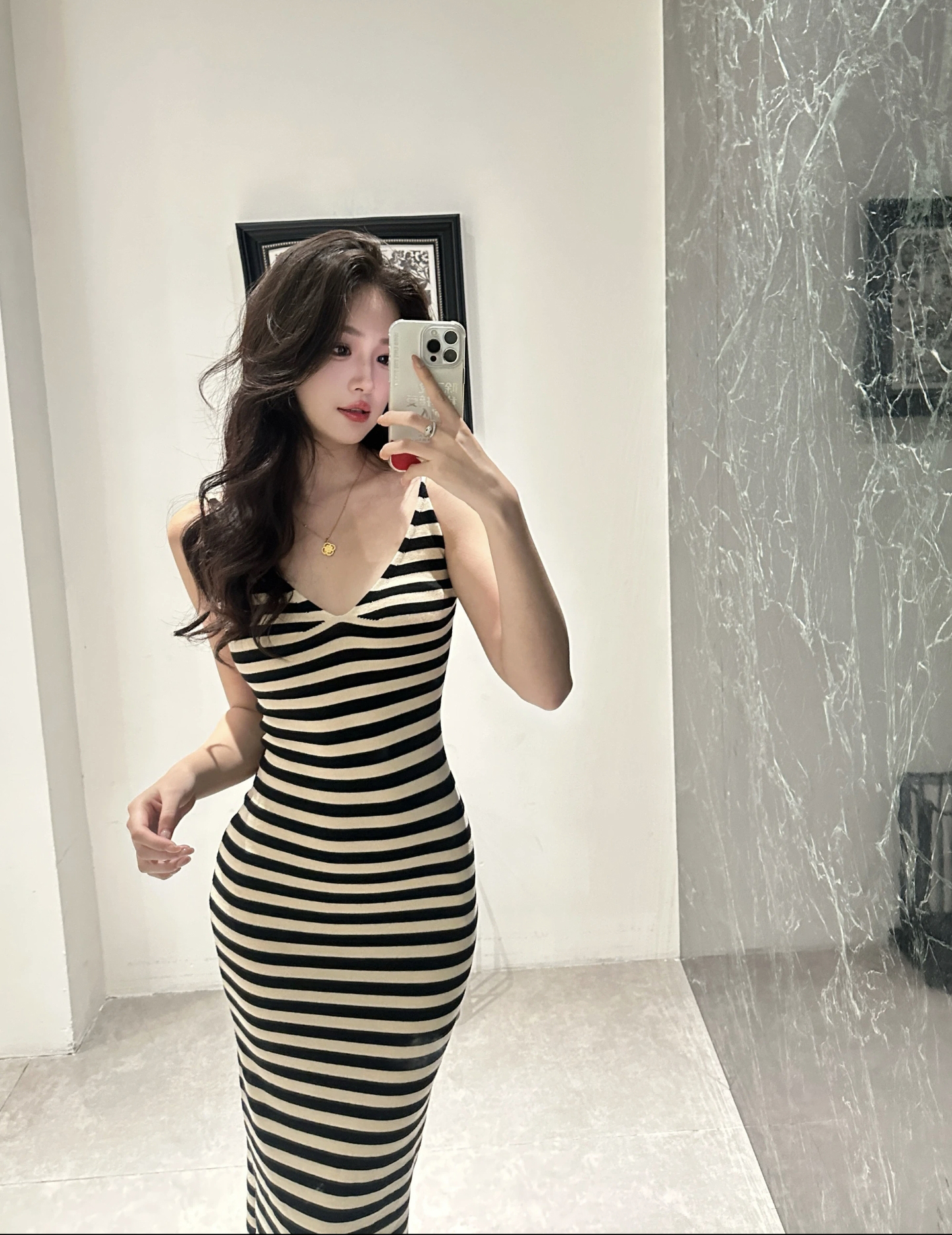 Striped Spaghetti Strap V-Neck Bodycon Dress for Summer Beach Vacation - Style 406e9e