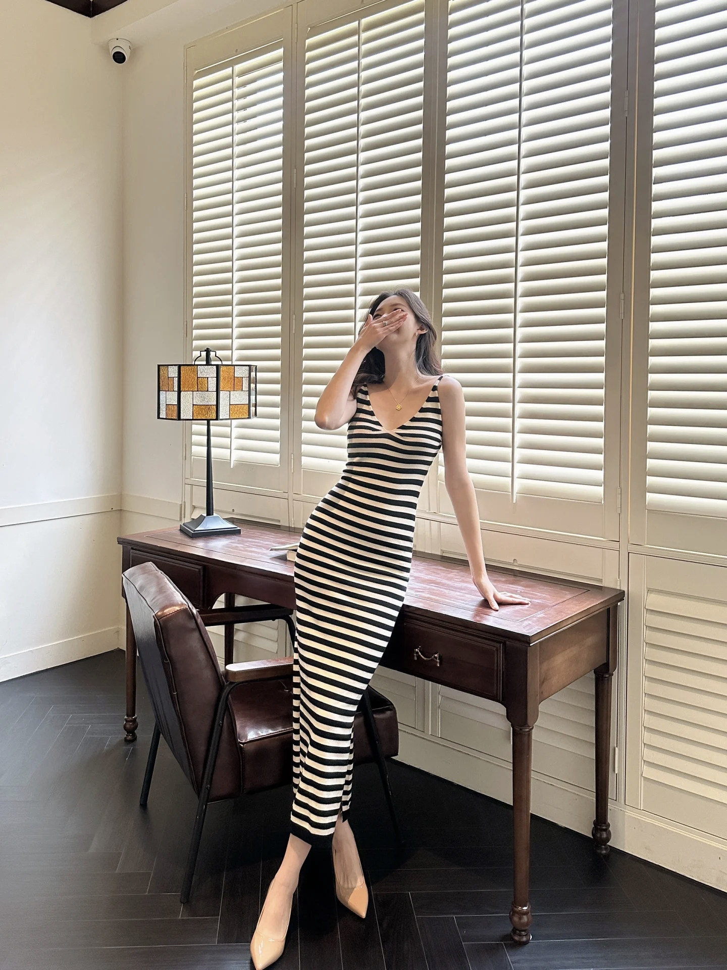 Striped Spaghetti Strap V-Neck Bodycon Dress for Summer Beach Vacation - Style 406e9e - Image 4