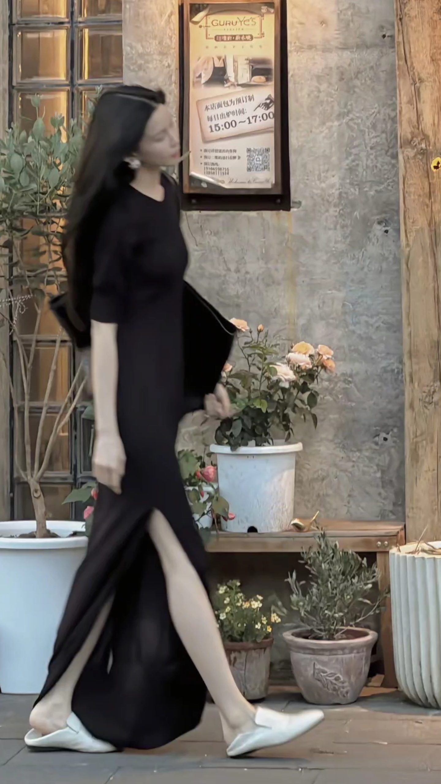 Women's Long Knit Dress in Black or White - Image 2