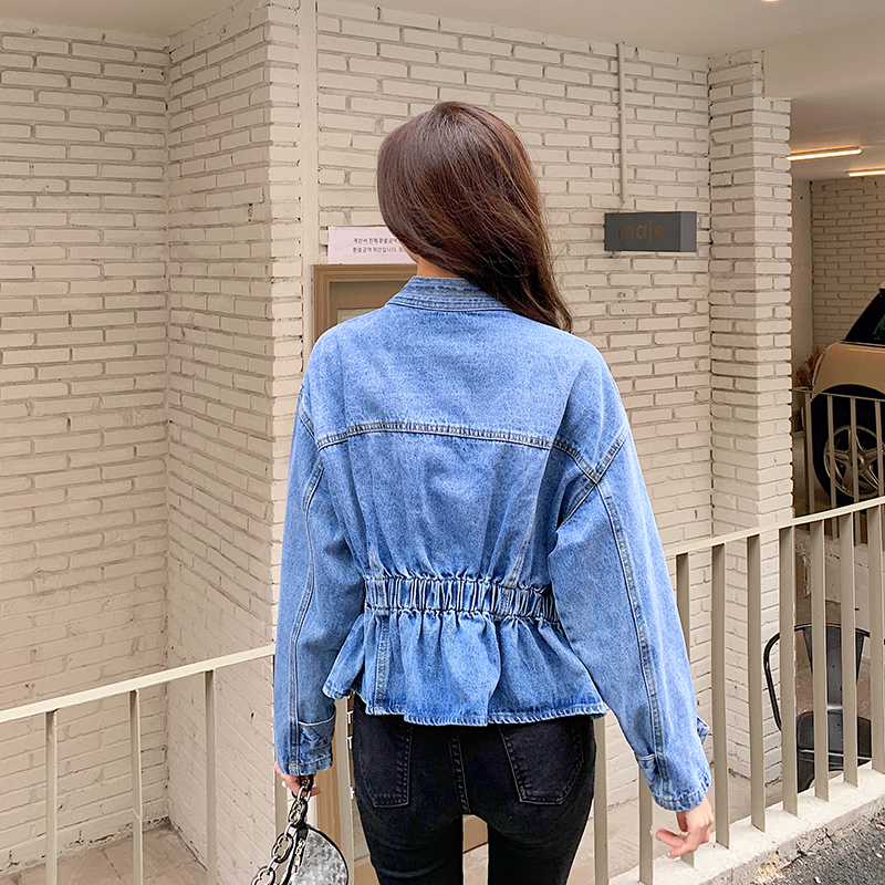Women's V-Neck Embroidered Denim Jacket with Heart Logo Detail - Image 4