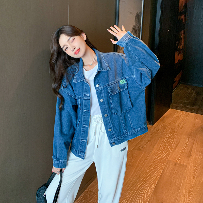 Korean Style Loose Fit Vintage Denim Long Sleeve Jacket for Women - Image 2