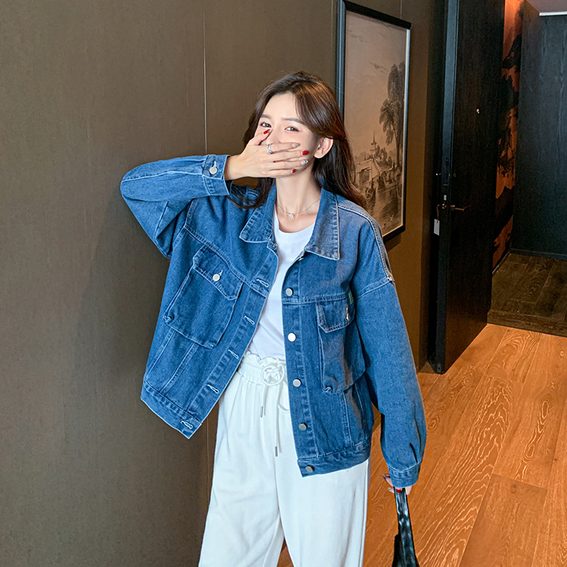 Korean Style Loose Fit Vintage Denim Long Sleeve Jacket for Women - Image 3
