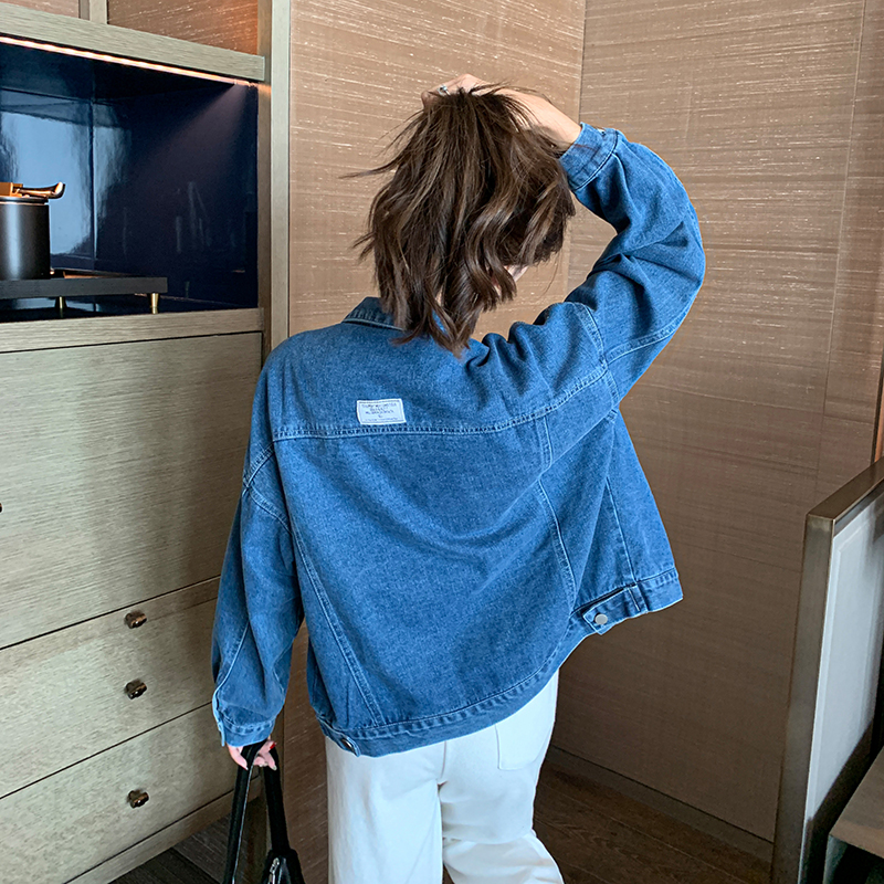 Korean Style Loose Fit Vintage Denim Long Sleeve Jacket for Women - Image 4