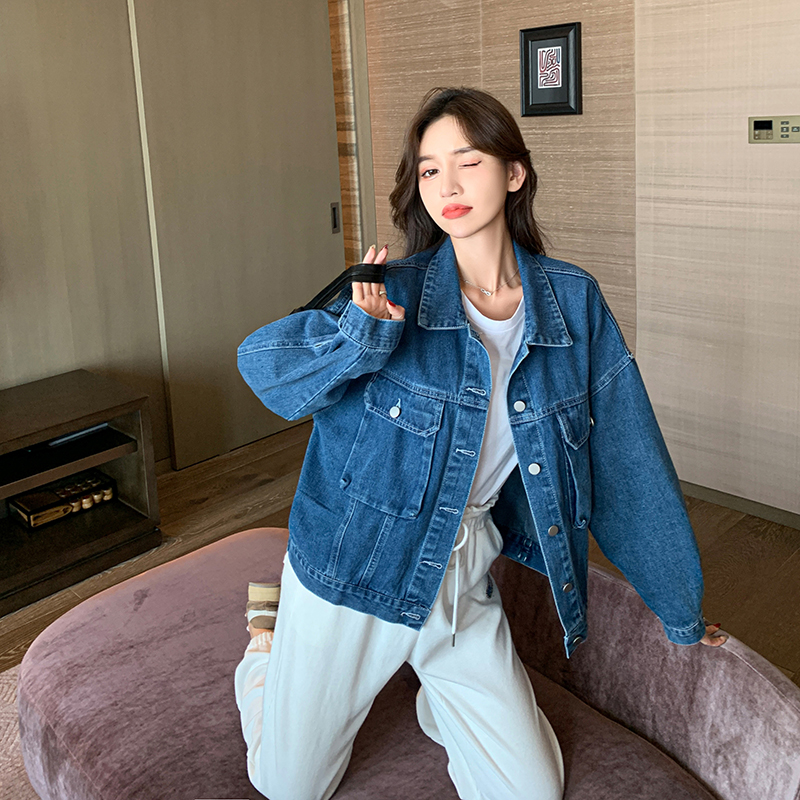 Korean Style Loose Fit Vintage Denim Long Sleeve Jacket for Women - Image 5
