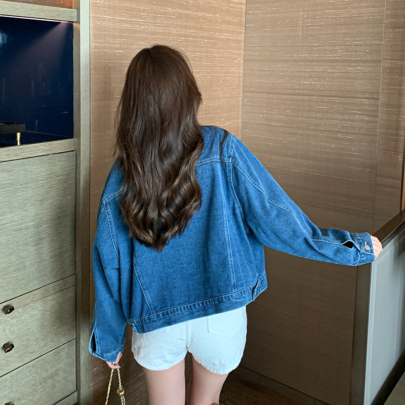 Women's Loose Beaded Denim Jacket Retro Korean Style Spring Autumn Outerwear - Image 4