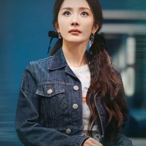 Women's Retro Dark Blue Short Denim Jacket Button Front Loose Fit
