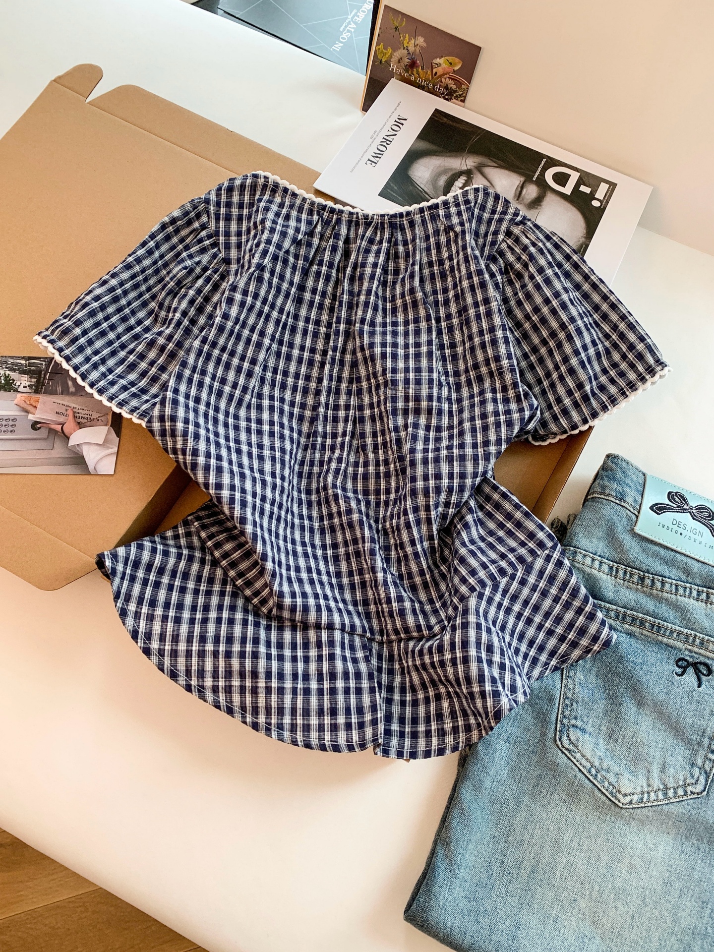 Korean Sweet Plaid Short Sleeve Shirt Women Summer New Design Niche Versatile Temperament Top - Style cd63e9 - Image 3