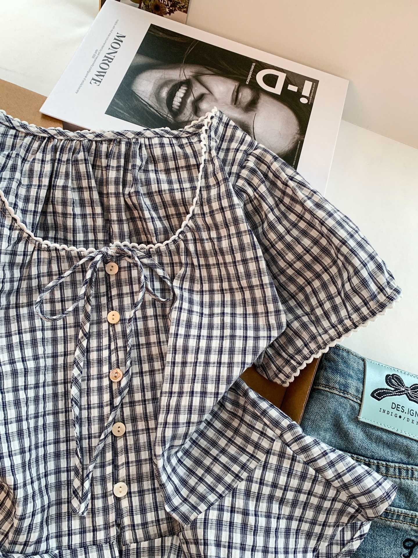 Korean Sweet Plaid Short Sleeve Shirt Women Summer New Design Niche Versatile Temperament Top - Style cd63e9 - Image 4