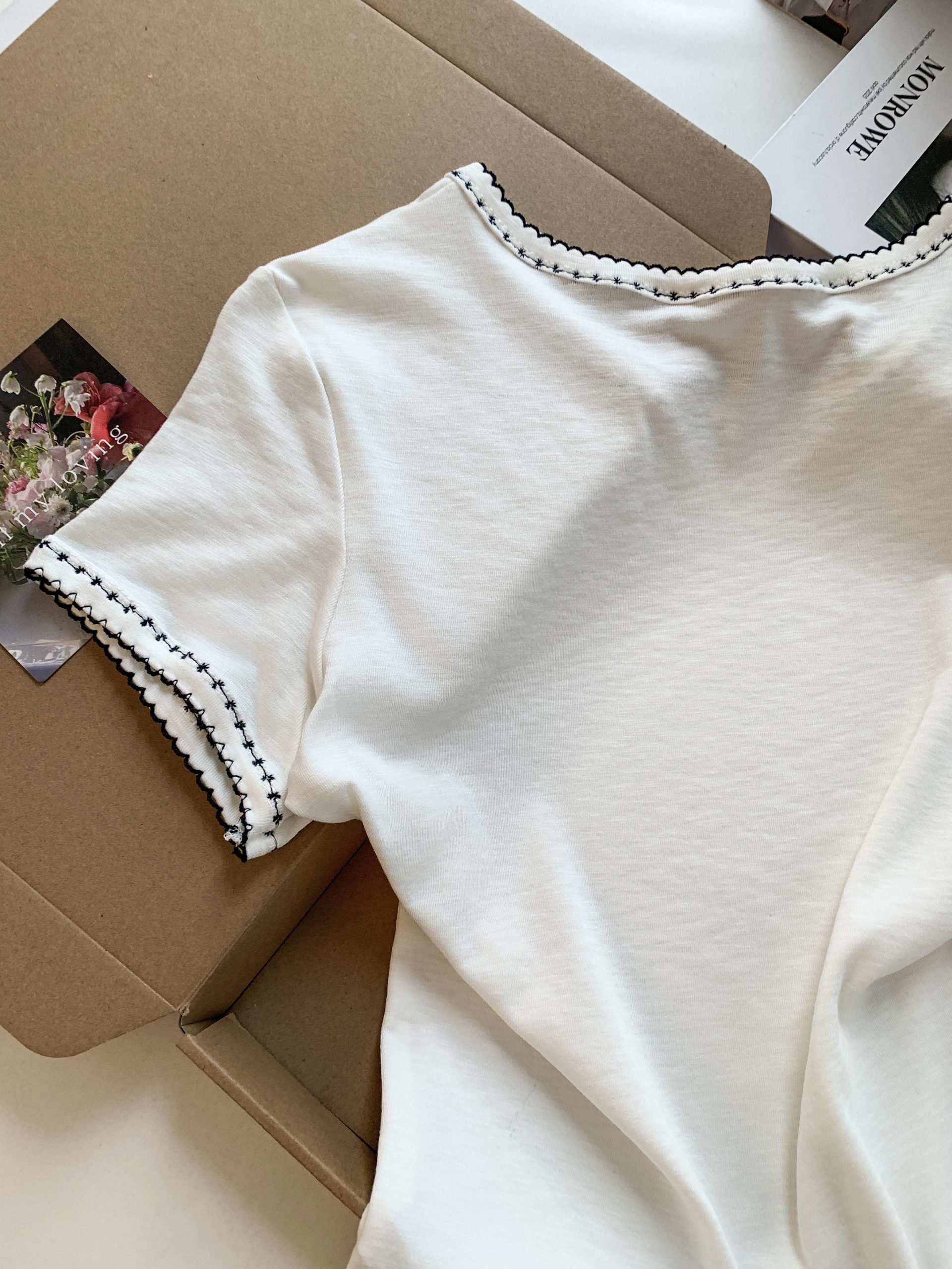 2026 New Crew Neck Korean Style Knit Short Sleeve Cropped T-Shirt Top for Women - Image 4