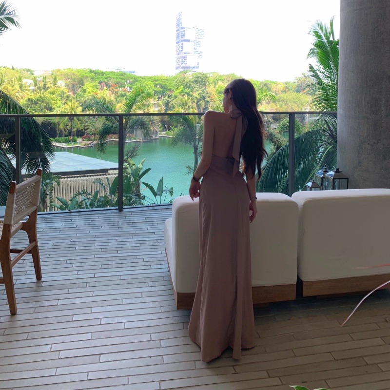 French Style Elegant Sleeveless Halter Neck Long Dress for Women Summer - Image 5