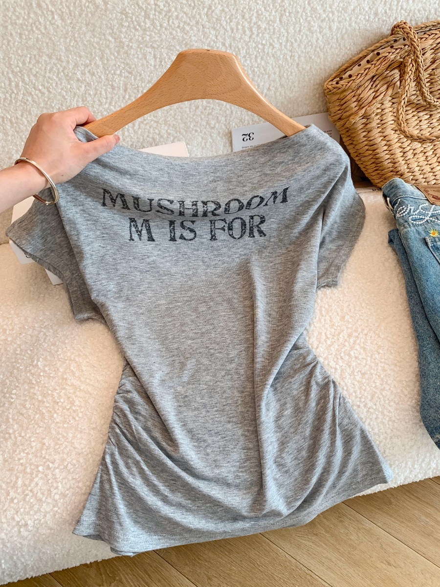 Women Off-Shoulder Short Sleeve Slim Fit T-Shirt Summer Top