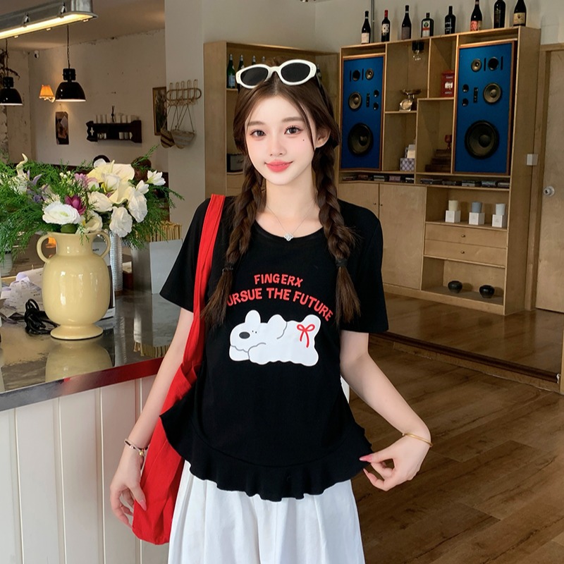 Plus Size Sweet Cartoon Dog Print Ruffle Short Sleeve T-Shirt Summer 2026 - Style 99a41e - Image 5